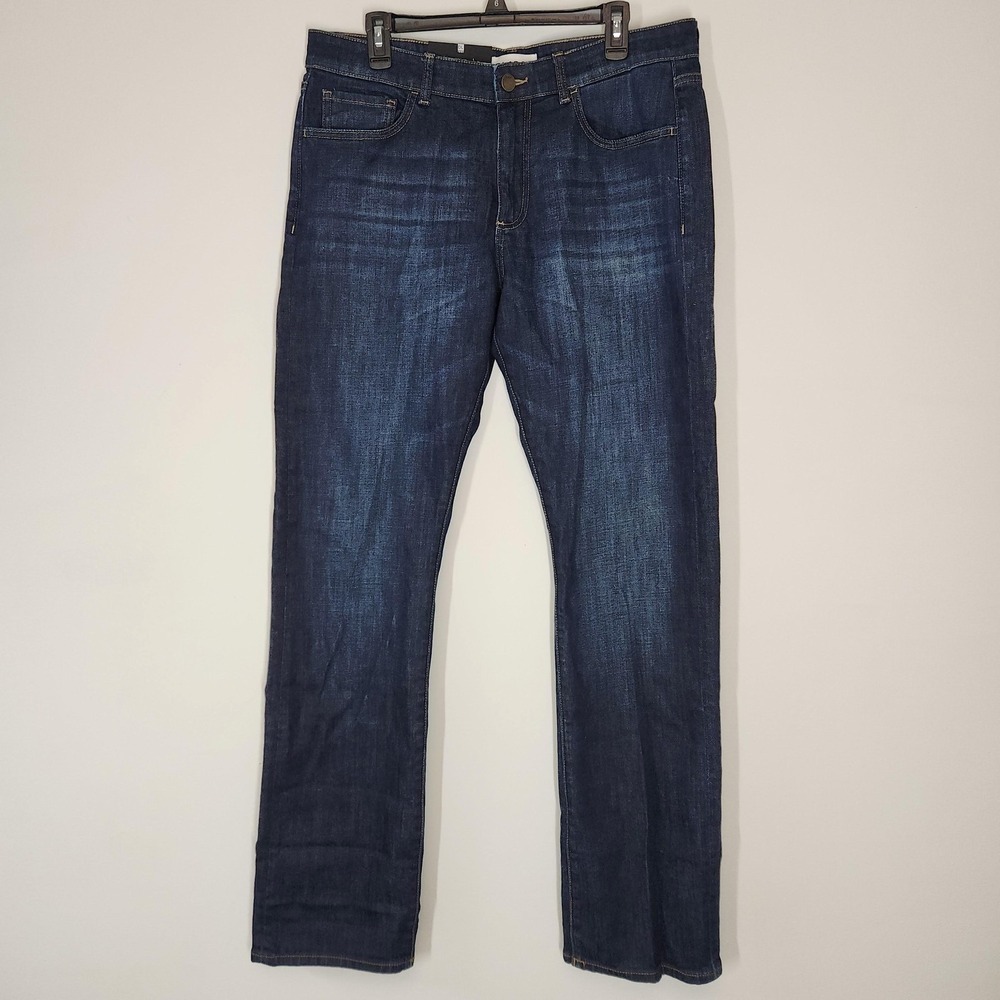Vince Casual Straight Industry Jeans Mens 35x34 Dark Wash Blue Smart Denim NEW